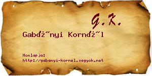 Gabányi Kornél névjegykártya